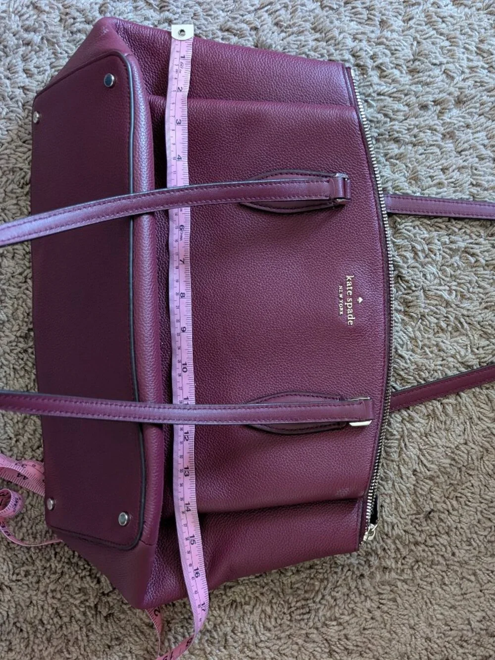 kate spade new york Burgundy Pebbled Money Tote